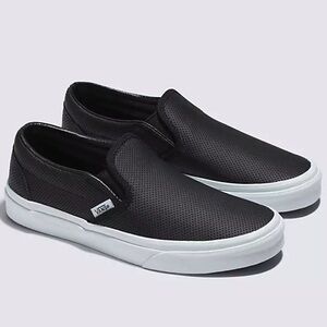 Vans Slip-On Perf Black Leather Shoe